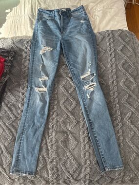 Abercrombie & Fitch Light Blue Ripped Skinny Jeans